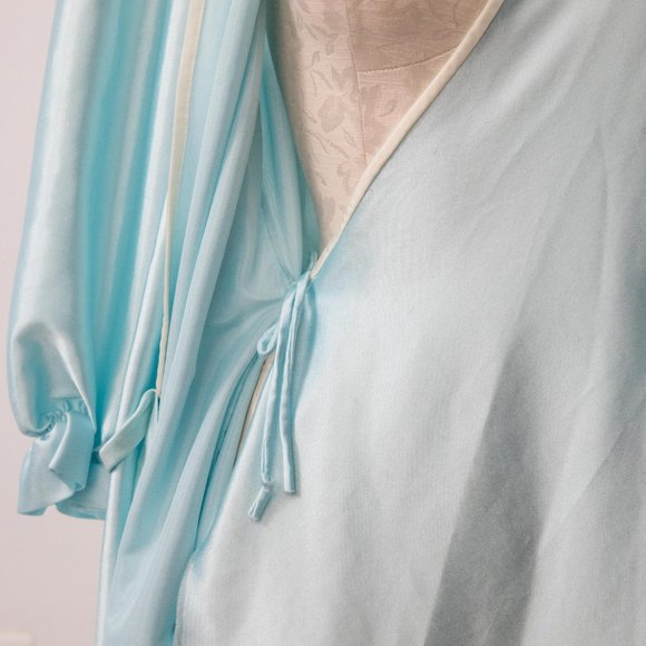 Vintage 70s OS Disco Shiny Robe Dress Blue AS-IS - Picture 6 of 14